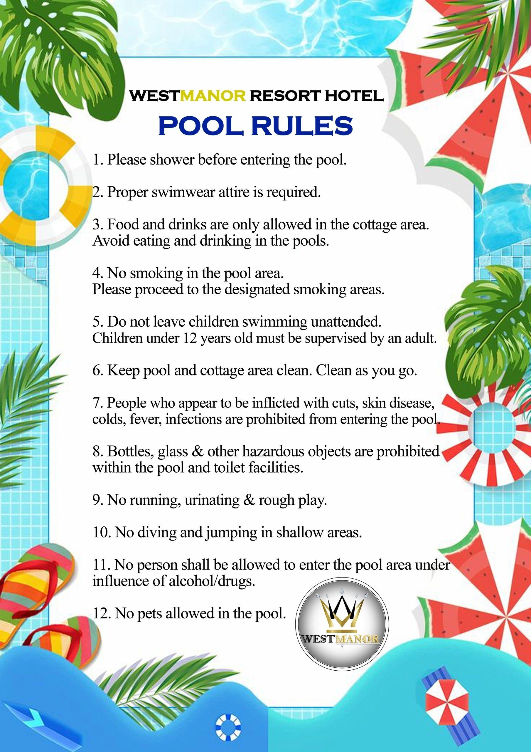 WestManor Resort Hotel official pool rules document